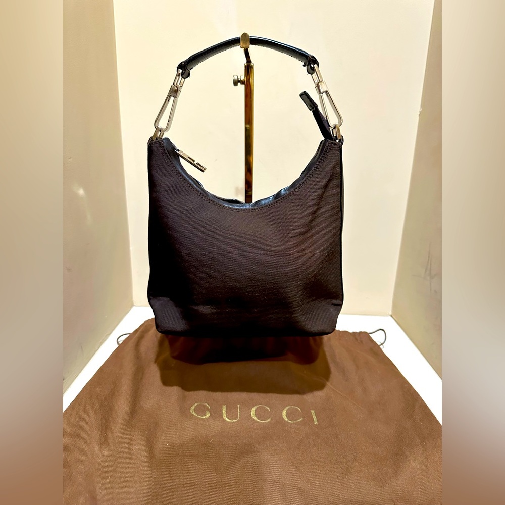 Gucci Chocolate Leather & Nylon Mini Purse